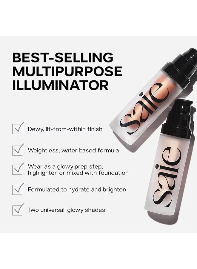 Saie Mini Glowy Super Gel Lightweight Illuminator 15ml - Luminizer + Makeup Primer for Glowing Skin - Enriched with Vitamin C + Hydrating Squalane Oil - Wear Alone or Under Makeup - Starglow - Image 4
